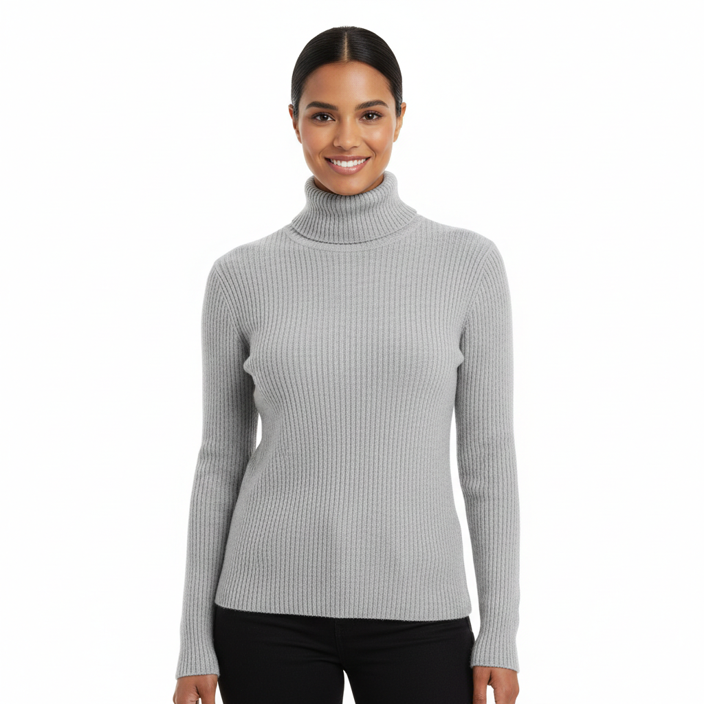 Tatum Pull Col Roulé Femme – Pull en Cachemire Doux avec Coupe Ajustée Élégante