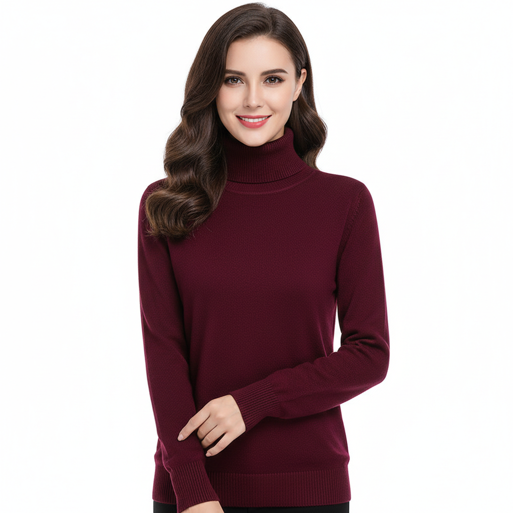 Tatum Pull Col Roulé Femme – Pull en Cachemire Doux avec Coupe Ajustée Élégante