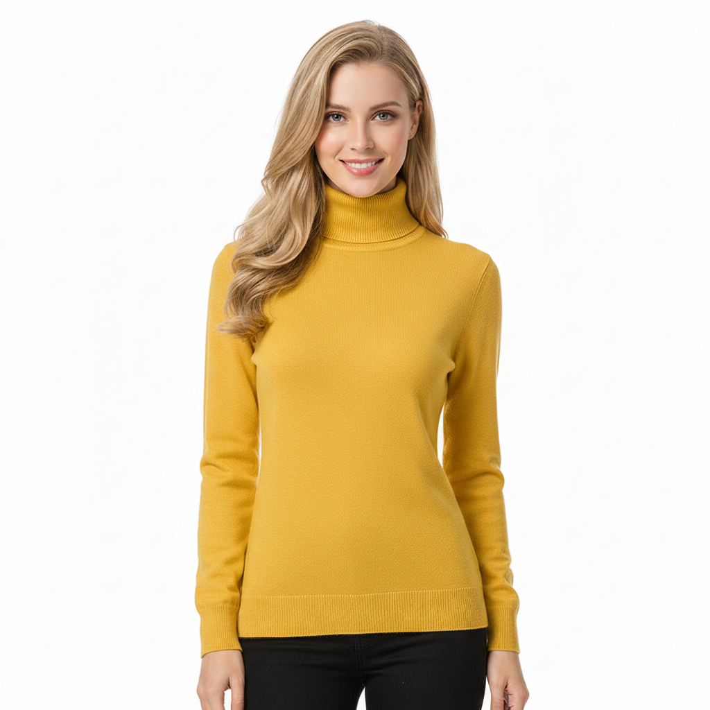 Tatum Pull Col Roulé Femme – Pull en Cachemire Doux avec Coupe Ajustée Élégante