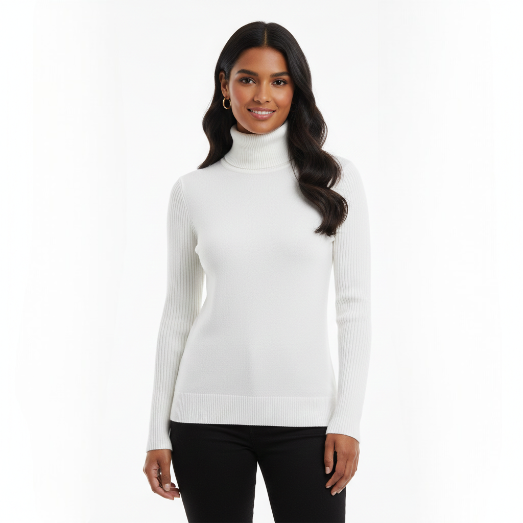 Tatum Pull Col Roulé Femme – Pull en Cachemire Doux avec Coupe Ajustée Élégante