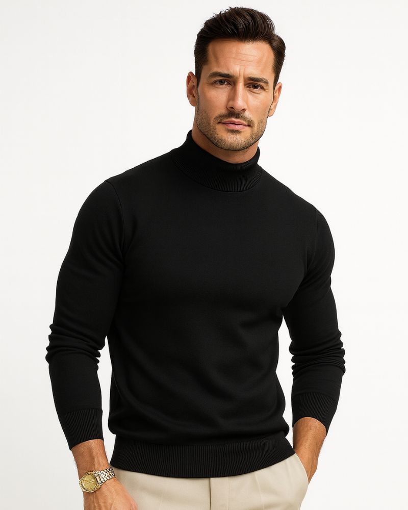 Étienne Pull Col Roulé Homme – Maille Douce, Coupe Ajustée & Style Élégant