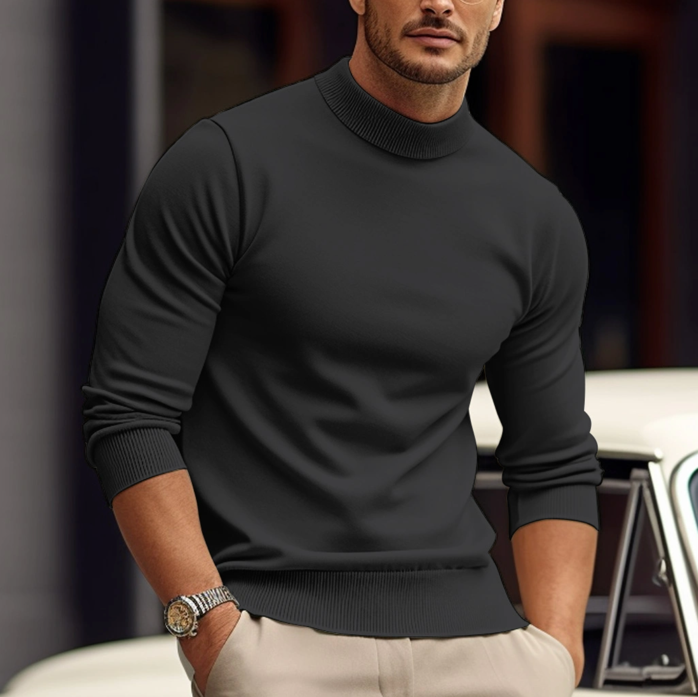 Étienne Pull Col Roulé Homme – Maille Douce, Coupe Ajustée & Style Élégant