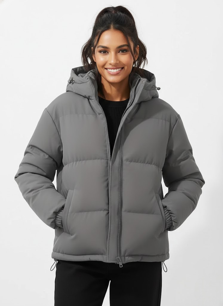 Emma Doudoune Femme – Veste Matelassée à Capuche avec Fermeture Zippée & Style Moderne