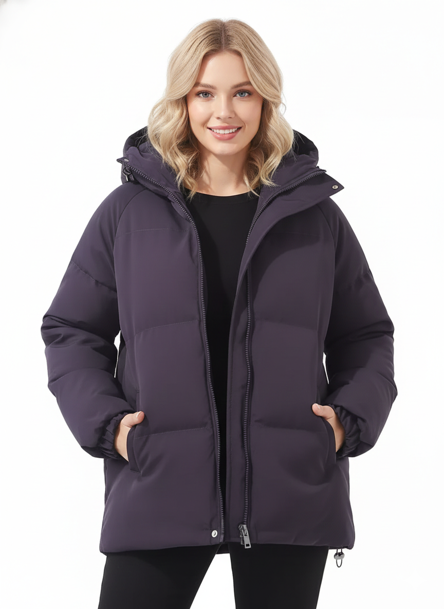Emma Doudoune Femme – Veste Matelassée à Capuche avec Fermeture Zippée & Style Moderne
