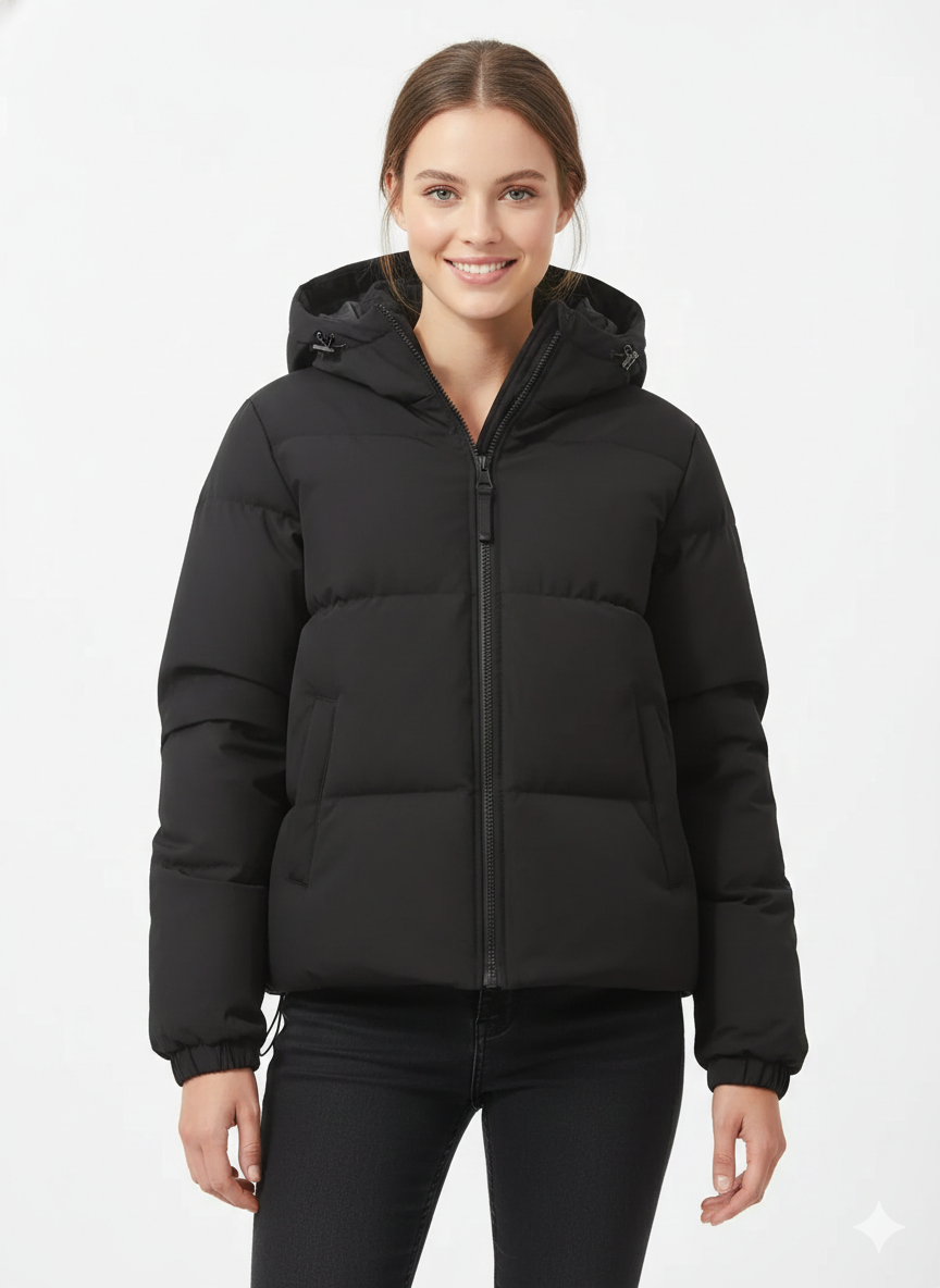 Emma Doudoune Femme – Veste Matelassée à Capuche avec Fermeture Zippée & Style Moderne