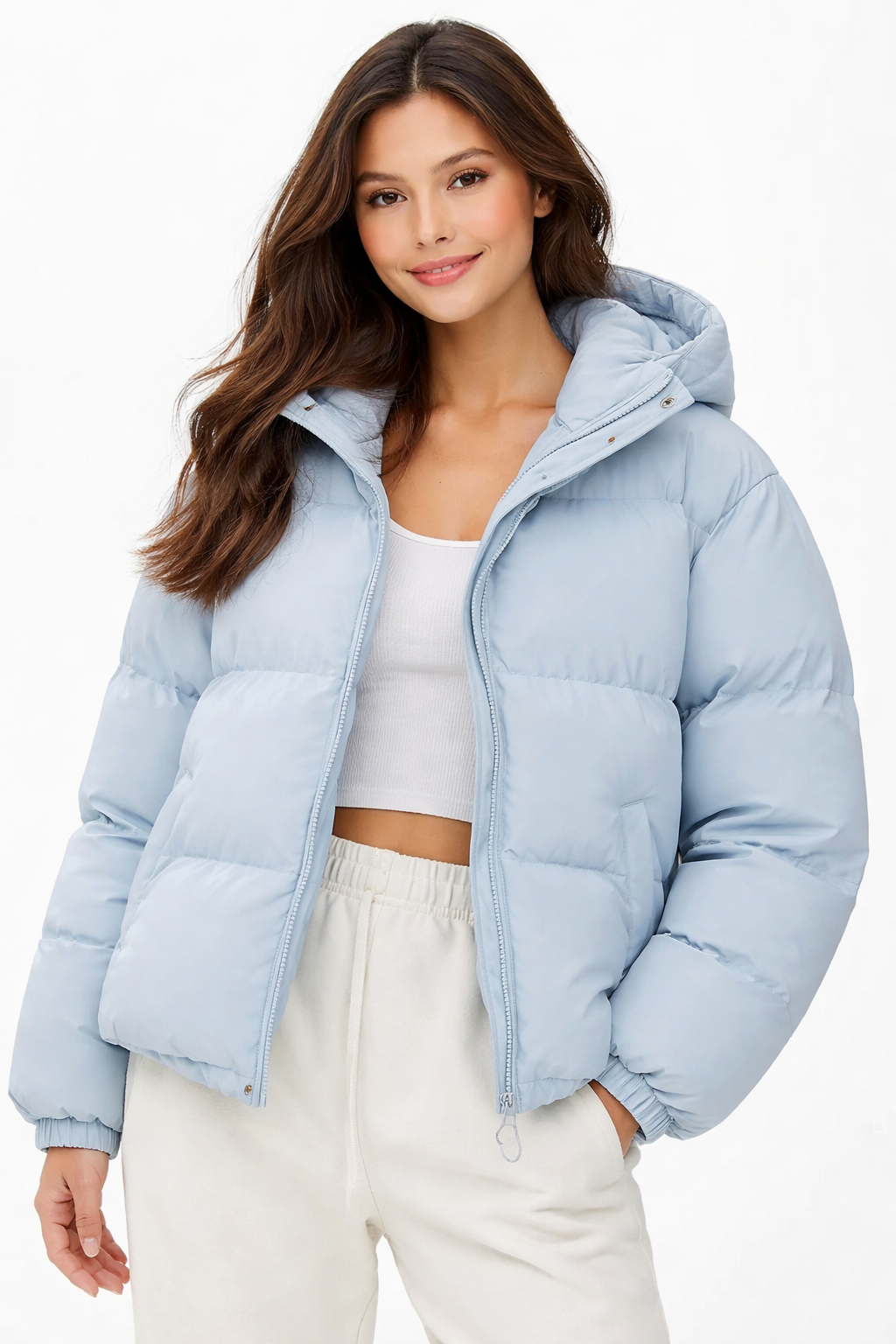 Emma Doudoune Femme – Veste Matelassée à Capuche avec Fermeture Zippée & Style Moderne
