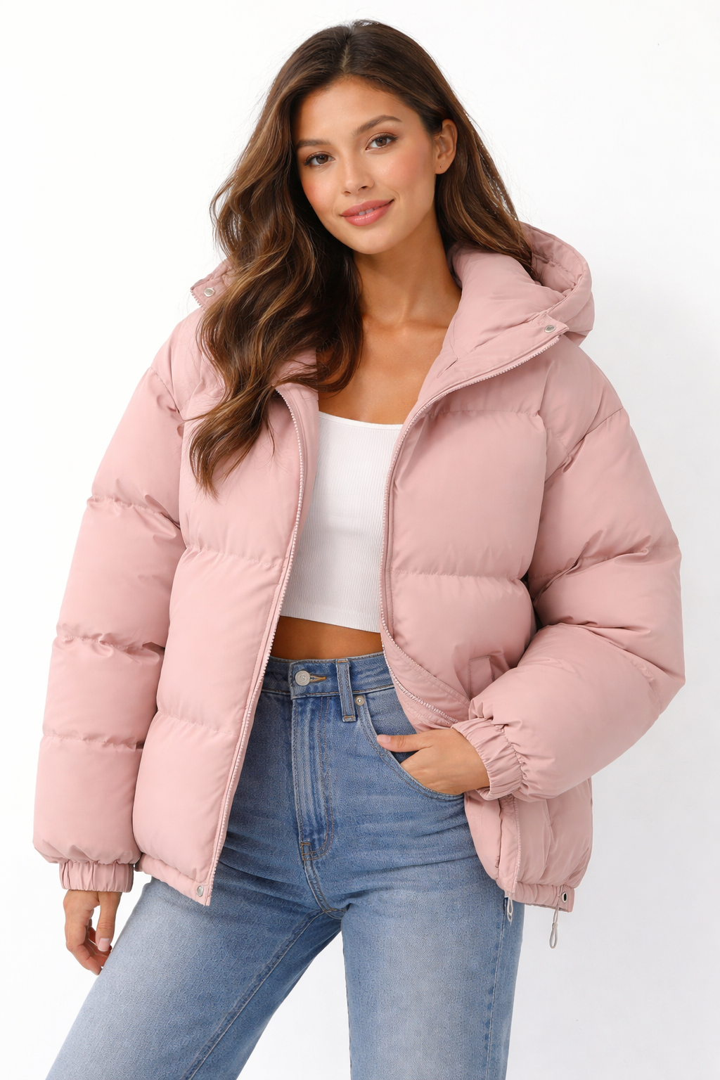 Emma Doudoune Femme – Veste Matelassée à Capuche avec Fermeture Zippée & Style Moderne
