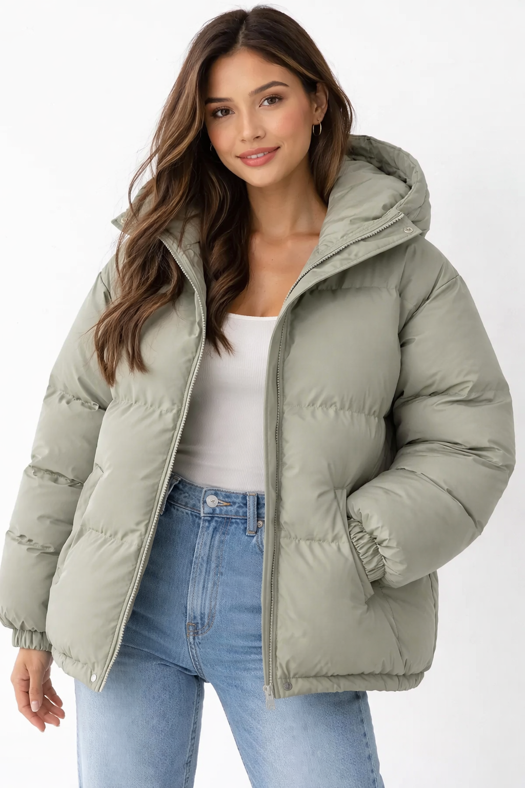 Emma Doudoune Femme – Veste Matelassée à Capuche avec Fermeture Zippée & Style Moderne