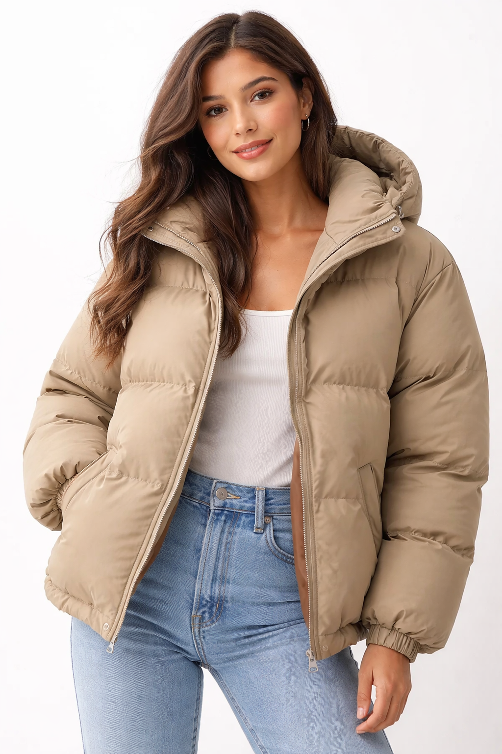Emma Doudoune Femme – Veste Matelassée à Capuche avec Fermeture Zippée & Style Moderne