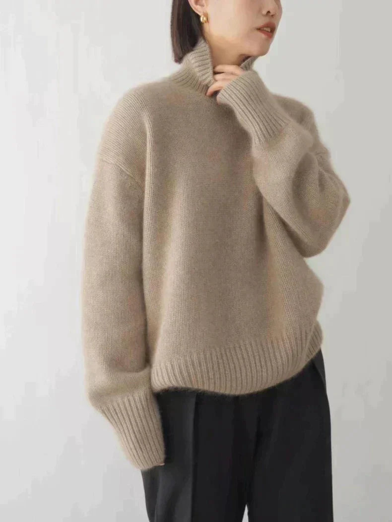 Katja Pull Femme – Pull Col Roulé en Maille Douce avec Coupe Ample Élégante