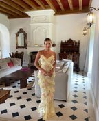 Angelique Robe Longue Femme – Robe Maxi Romantique à Volants avec Dos Élégant & Coupe Fluide