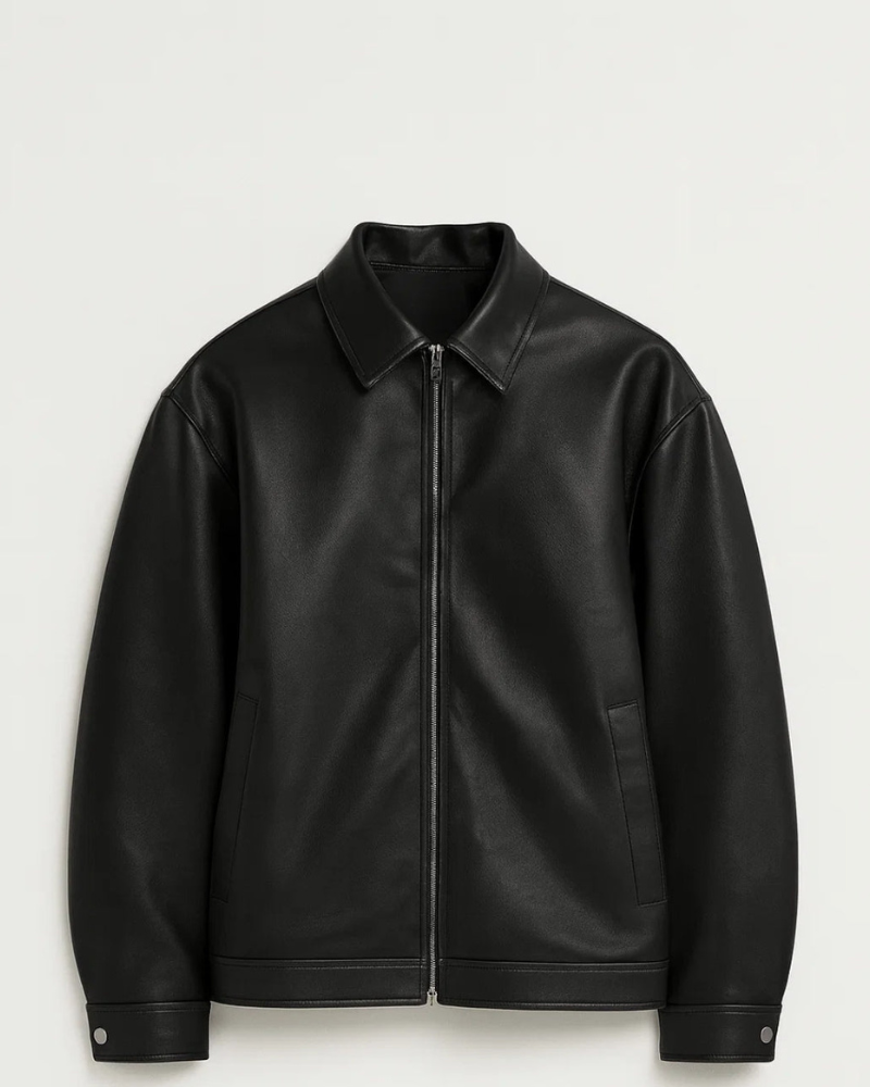 Logan Veste Homme – Blouson Aspect Cuir avec Zip et Coupe Moderne