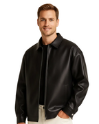 Logan Men's Jacket – Leather-Look Bomber with Zip and Modern Cut