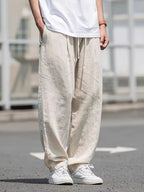 Wyatt Pantalon Homme – Pantalon Ample en Lin avec Taille Ajustable et Style Décontracté