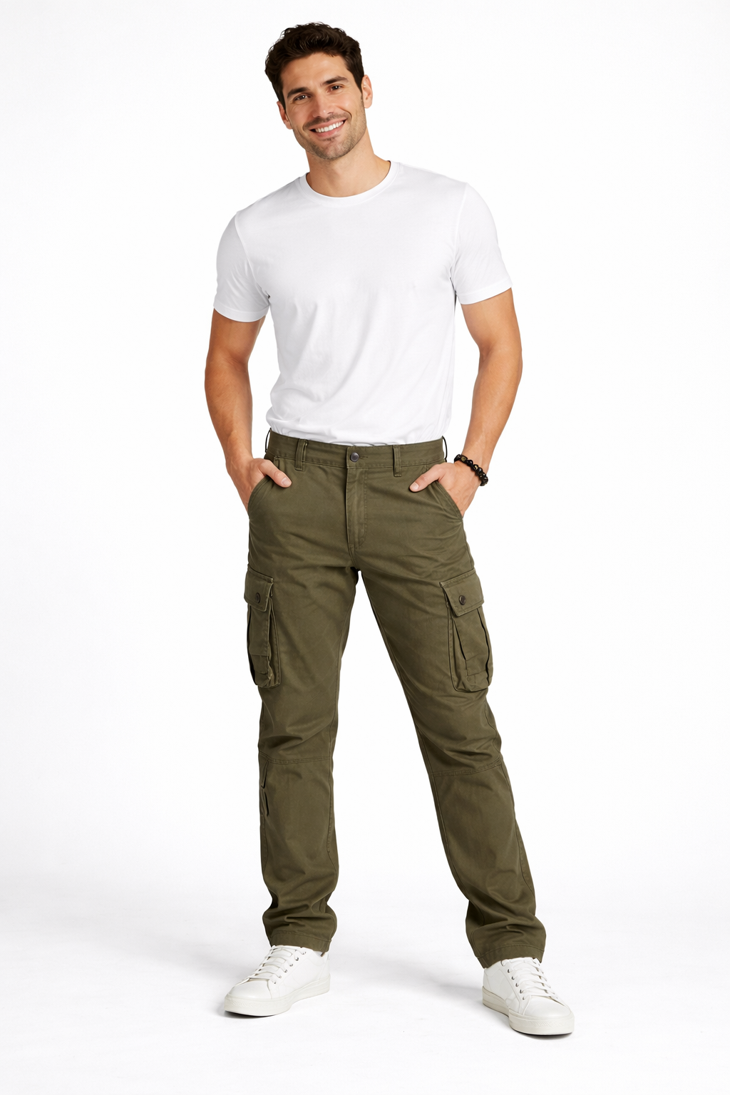 Jack Pantalon Cargo Homme – Coupe Droite en Coton avec Poches Utilitaires