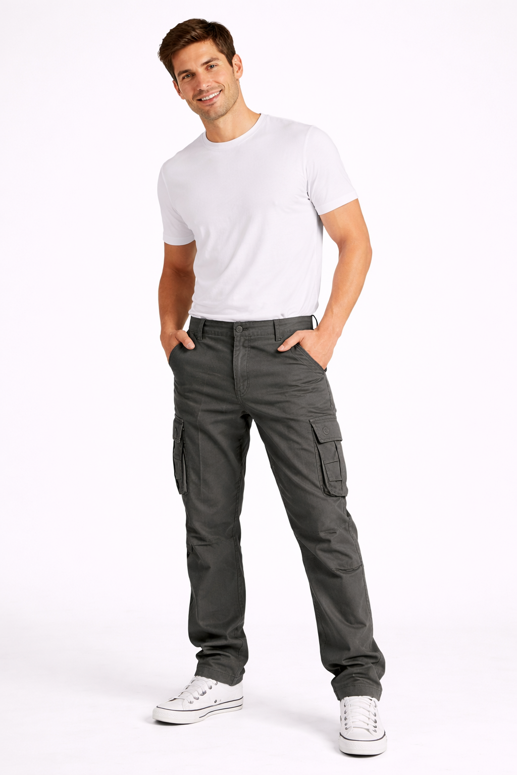 Jack Pantalon Cargo Homme – Coupe Droite en Coton avec Poches Utilitaires