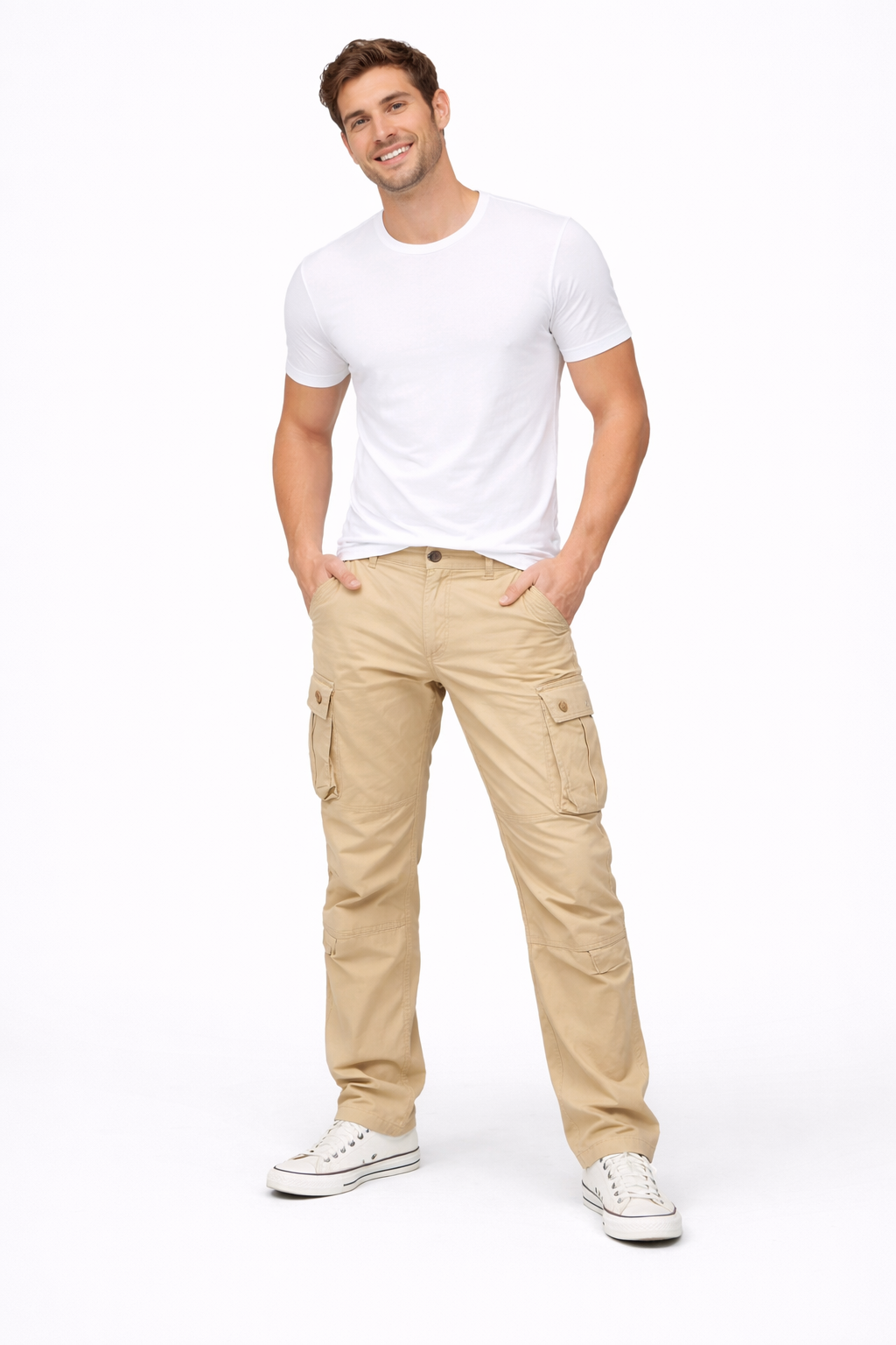 Jack Pantalon Cargo Homme – Coupe Droite en Coton avec Poches Utilitaires