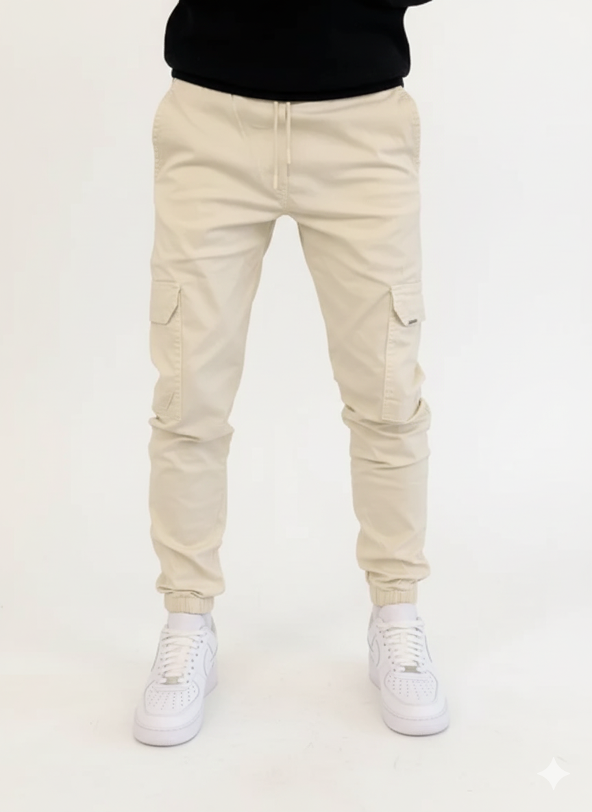 Preston Pantalon Cargo Homme – Jogger Ajusté avec Taille Élastique et Poches Fonctionnelles