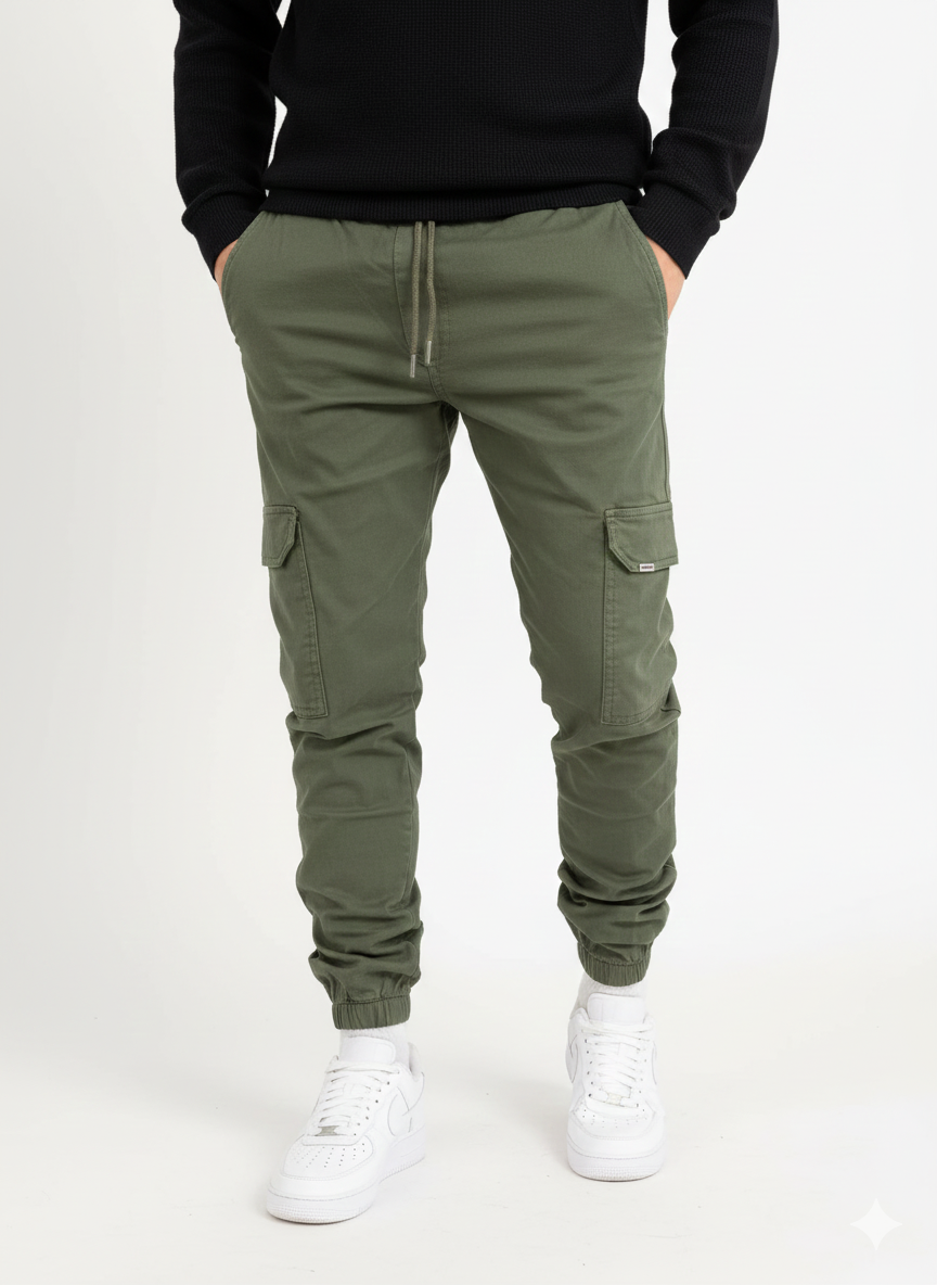 Preston Pantalon Cargo Homme – Jogger Ajusté avec Taille Élastique et Poches Fonctionnelles