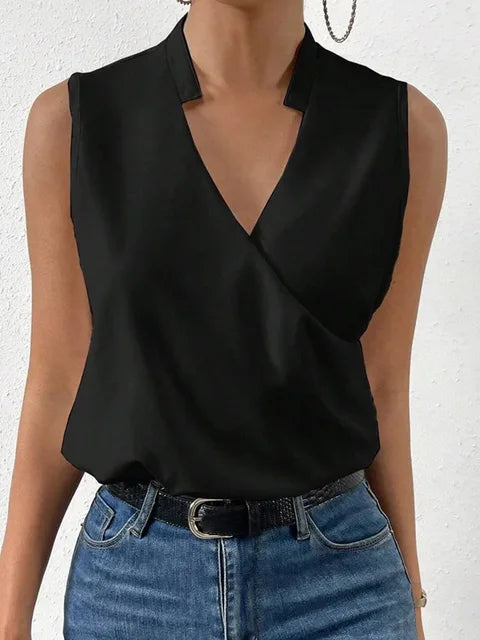Océane Débardeur Femme – Col V Croisé, Coupe Fluide & Style Léger