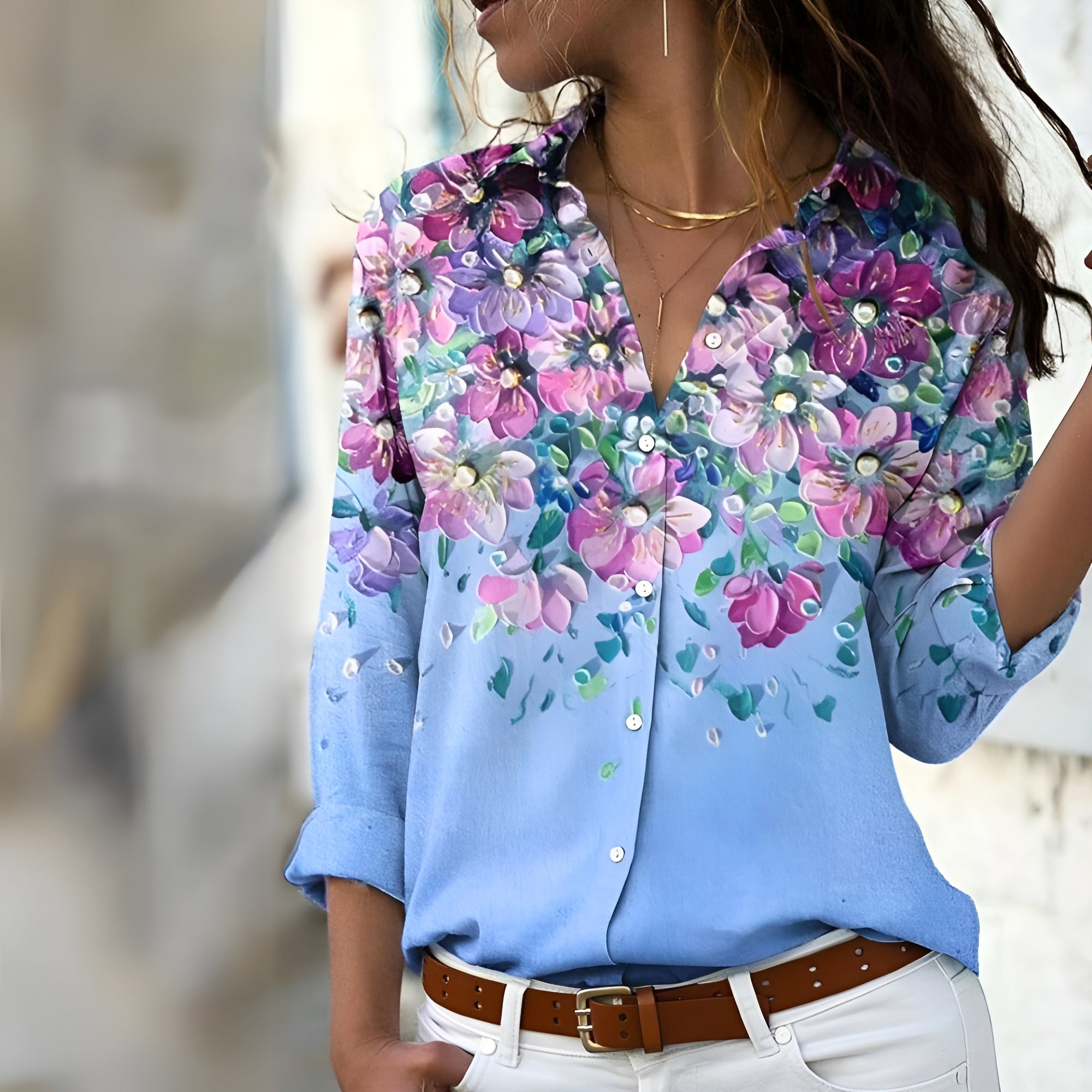 Ava Blouse Femme – Blouse Légère à Imprimé Floral avec Coupe Ample