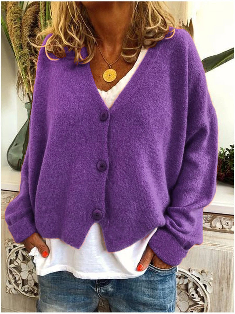 Marielle Gilet Femme – Maille Douce, Décolleté en V & Boutons Élégants