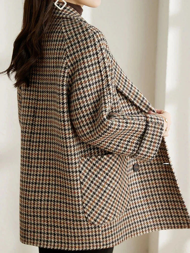 Giacca da donna Finley – Cappotto oversize pied-de-poule doppiopetto elegante