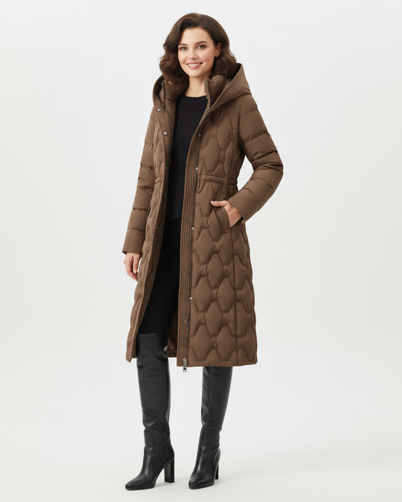 Hadleigh Manteau Long Femme – Veste Matelassée à Capuche avec Coupe Élancée & Confort Hivernal