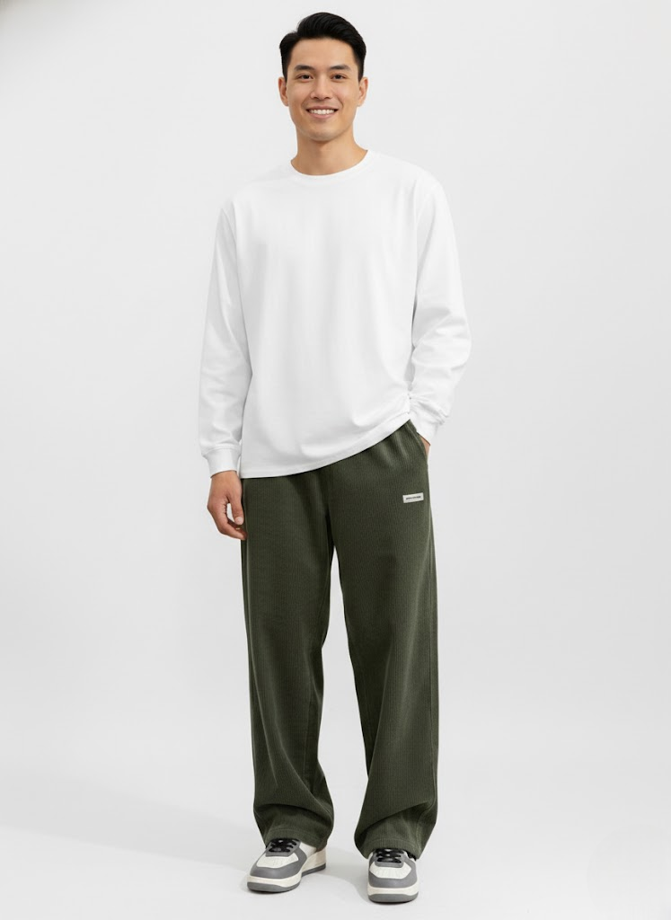 Noahry Pantalon Homme en Velours Côtelé Loose Fit – Coupe Droite, Confort & Style Streetwear