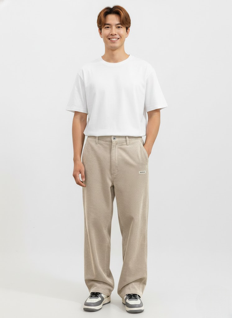 Noahry Pantalon Homme en Velours Côtelé Loose Fit – Coupe Droite, Confort & Style Streetwear