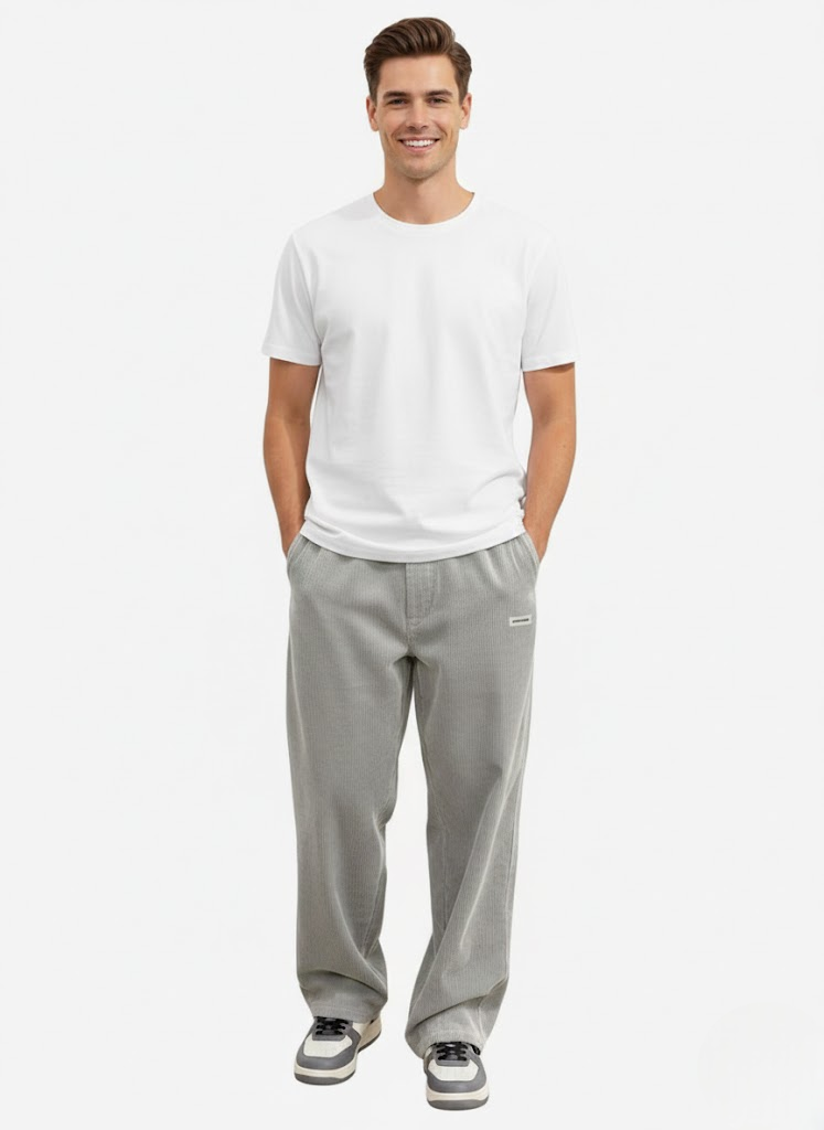 Noahry Pantalon Homme en Velours Côtelé Loose Fit – Coupe Droite, Confort & Style Streetwear