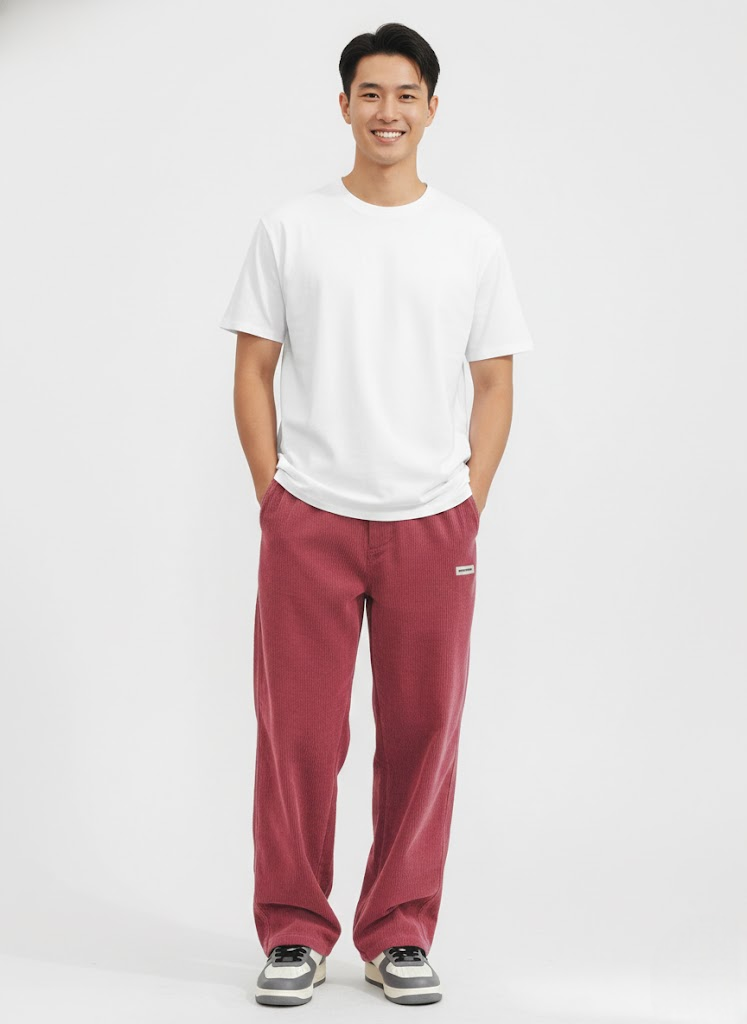Noahry Pantalon Homme en Velours Côtelé Loose Fit – Coupe Droite, Confort & Style Streetwear