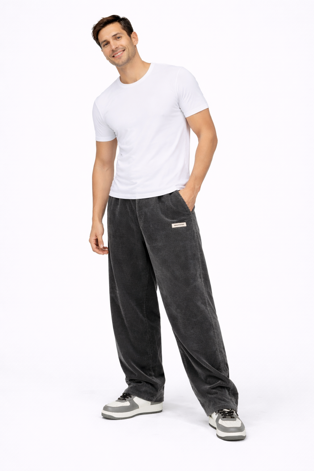 Noahry Pantalon Homme en Velours Côtelé Loose Fit – Coupe Droite, Confort & Style Streetwear