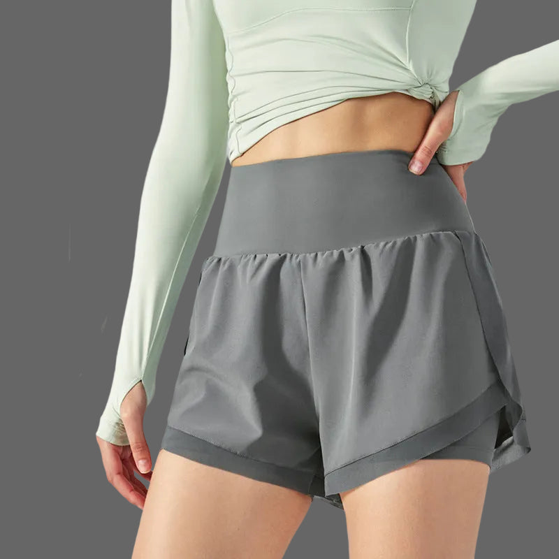 Kyla Short de Sport Femme – Taille Haute 2-en-1 avec Poches et Coupe Active