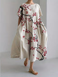 Finley Robe Midi Femme – Robe Ample à Imprimé Floral avec Col Rond et Style Artistique