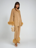 Parker Ensemble Femme Deux Pièces – Tenue Élégante Texturée avec Finitions Plumées