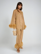Parker Ensemble Femme Deux Pièces – Tenue Élégante Texturée avec Finitions Plumées