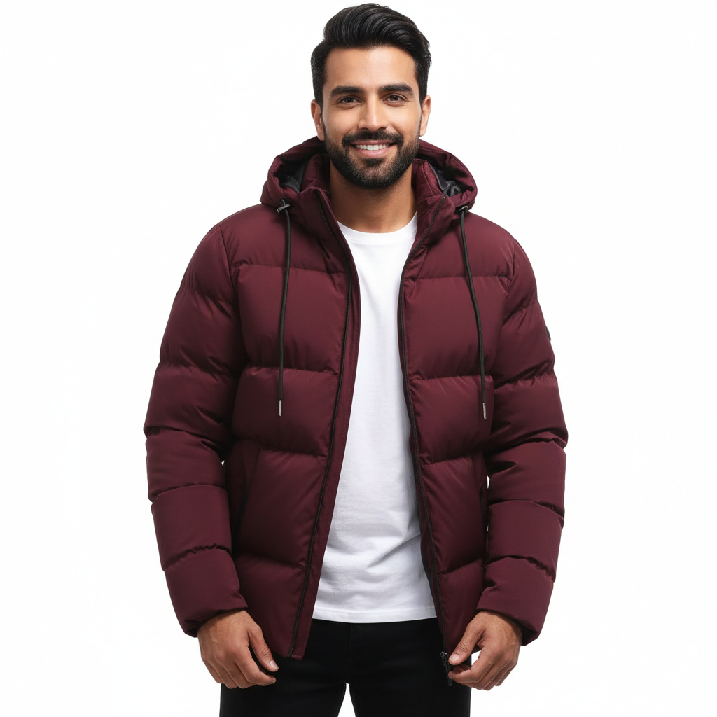 Thibault Parka Hiver Homme – Puffer Matelassé, Capuche Ajustable & Zip