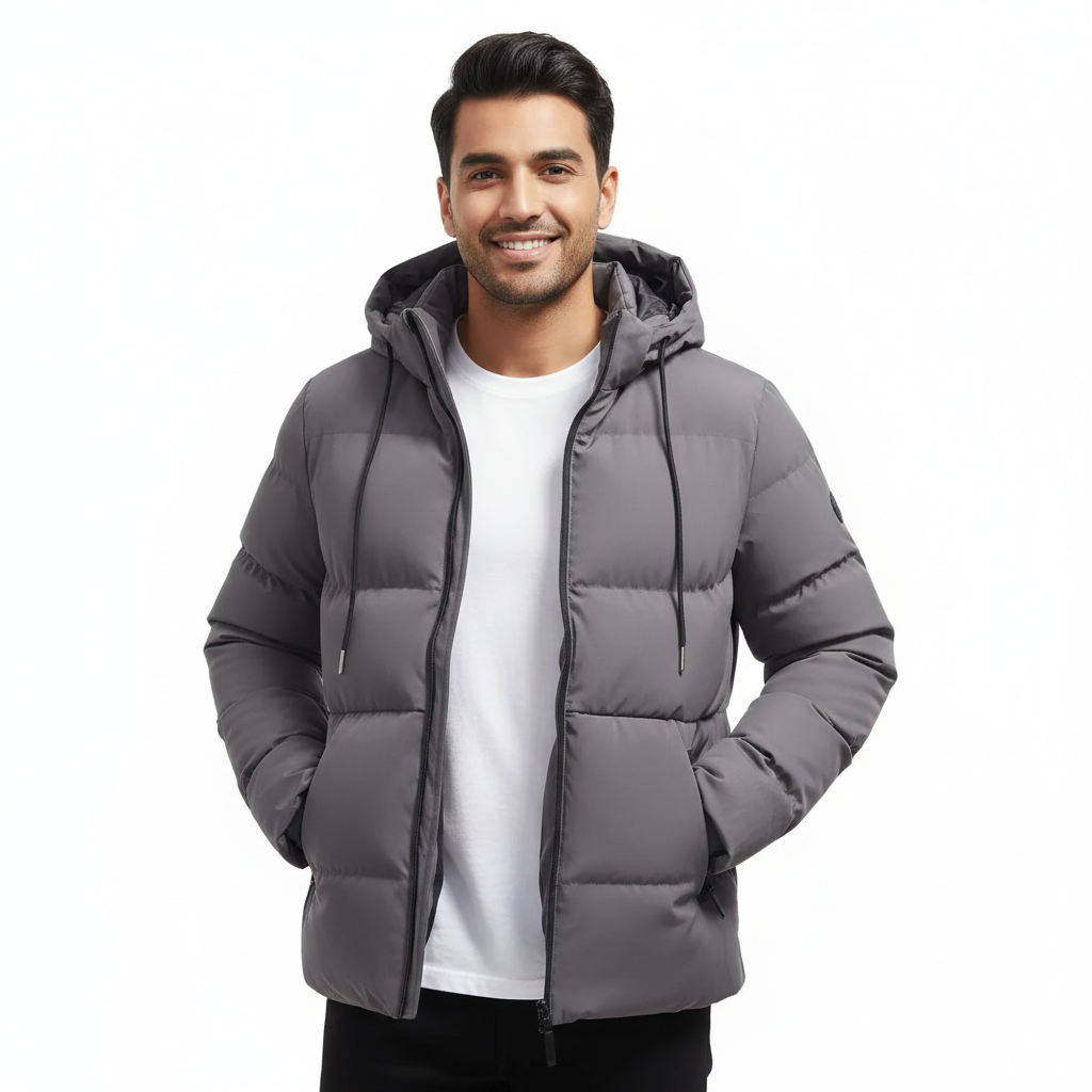 Thibault Parka Hiver Homme – Puffer Matelassé, Capuche Ajustable & Zip