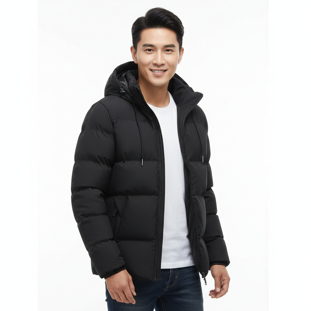 Thibault Parka Hiver Homme – Puffer Matelassé, Capuche Ajustable & Zip