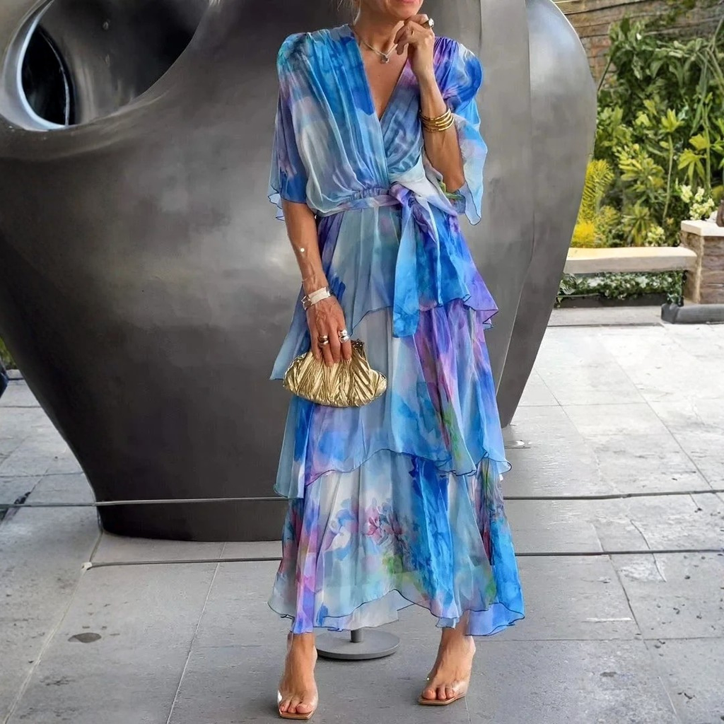 Anaïs Robe Élégante en Mousseline – Robe Fluide Croisée au Charme Intemporel