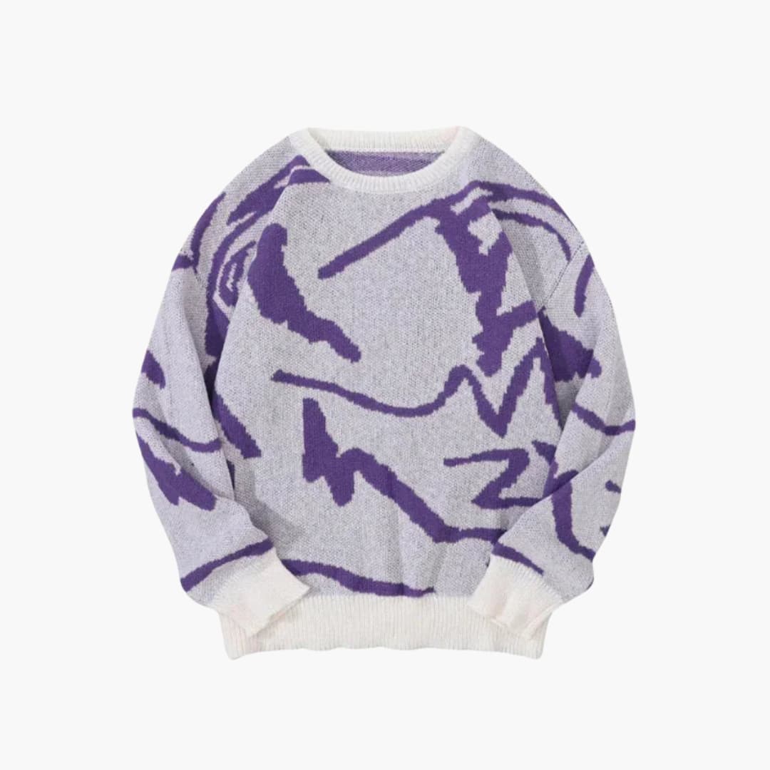 Cooper Pull Homme en Maille – Pull à Motif Graphique avec Col Rond et Style Contemporain