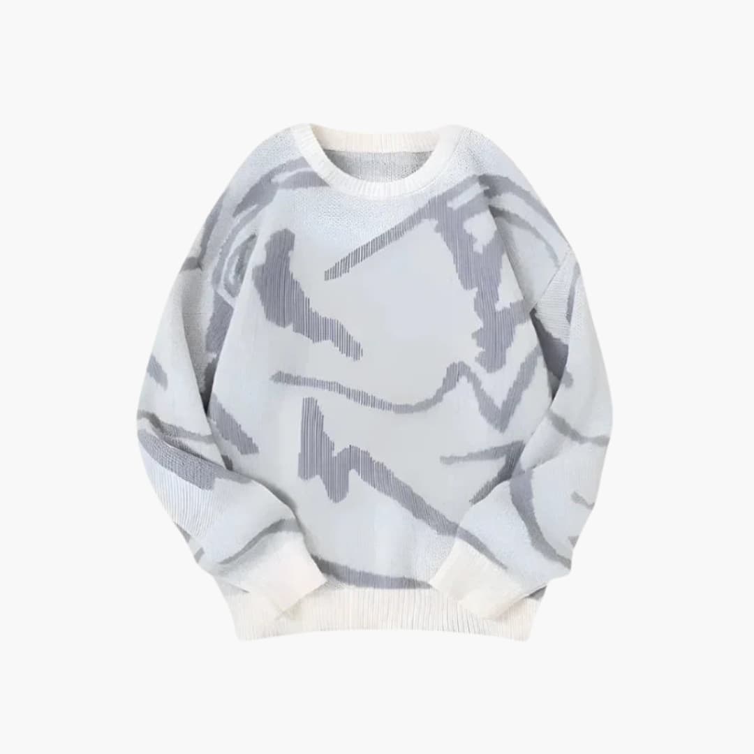 Cooper Pull Homme en Maille – Pull à Motif Graphique avec Col Rond et Style Contemporain