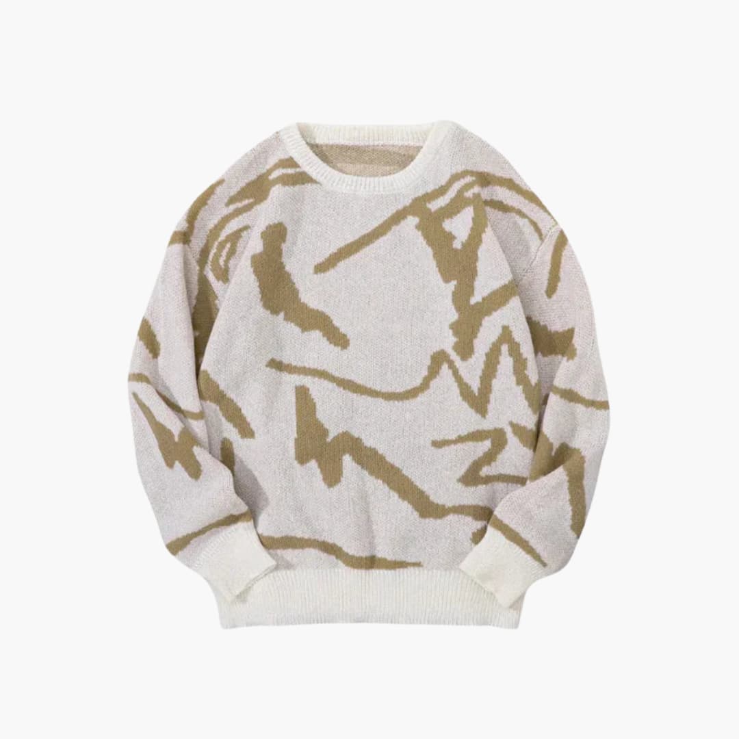 Cooper Pull Homme en Maille – Pull à Motif Graphique avec Col Rond et Style Contemporain