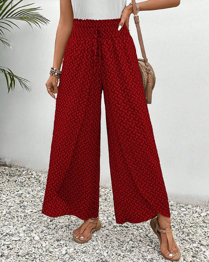 Bailey Pantalon Large Femme – Taille Haute Élégante avec Motif Imprimé et Coupe Fluide