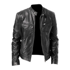 Nolan Veste Homme – Blouson en Cuir à Zip avec Col Montant Moderne