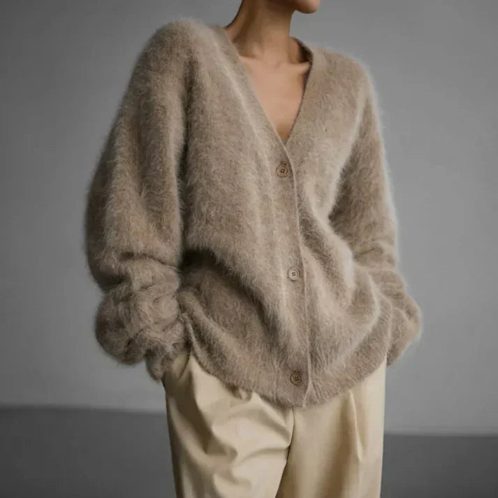 Bianca Cardigan Femme – Cardigan Cachemire Ample à Col V avec Maille Douce