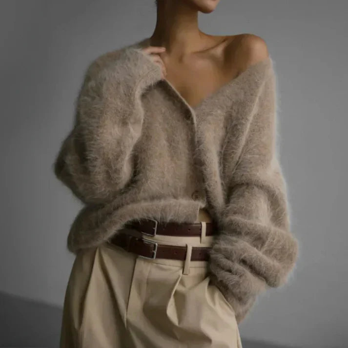 Bianca Cardigan Femme – Cardigan Cachemire Ample à Col V avec Maille Douce