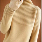 Évelyne Pull Col Roulé Femme – Tricot Doux, Détails Côtelés & Coupe Relax