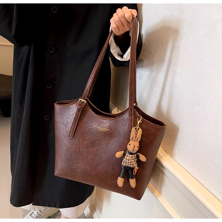 Sophie Sac Cabas Femme – Tote Vintage Spacieux avec Pendentif Amovible